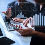 Person interacting with a digital analytics dashboard.