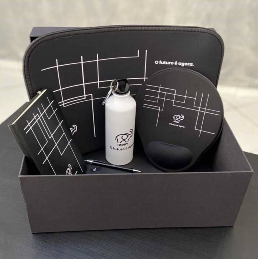 Corporate promotional gift set with branded items